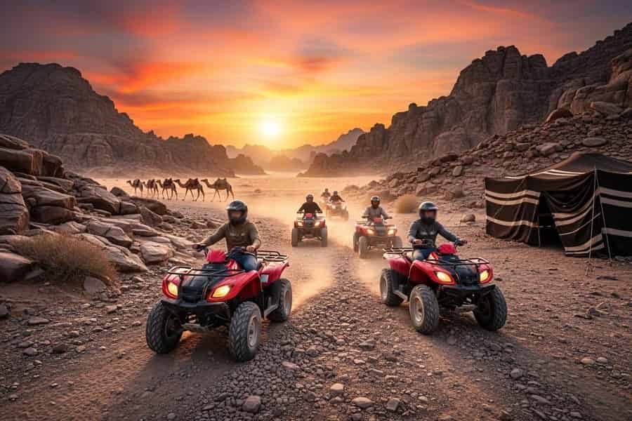 Marrakesch: Quad-Fahrt in der Agafay-Wüste mit Dinner-Show. Foto: GetYourGuide Marrakesch: Quad-Fahrt in der Agafay-Wüste mit Dinner-Show. Foto: GetYourGuide