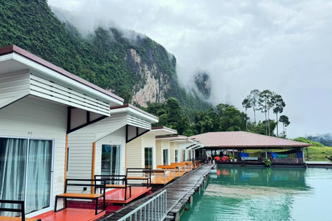 Khao Sok: Overnight Raft House Cheow Lan Lake & Coral Cave Option 1: Join Trip Raft House with Fan & *Shared Bathroom
