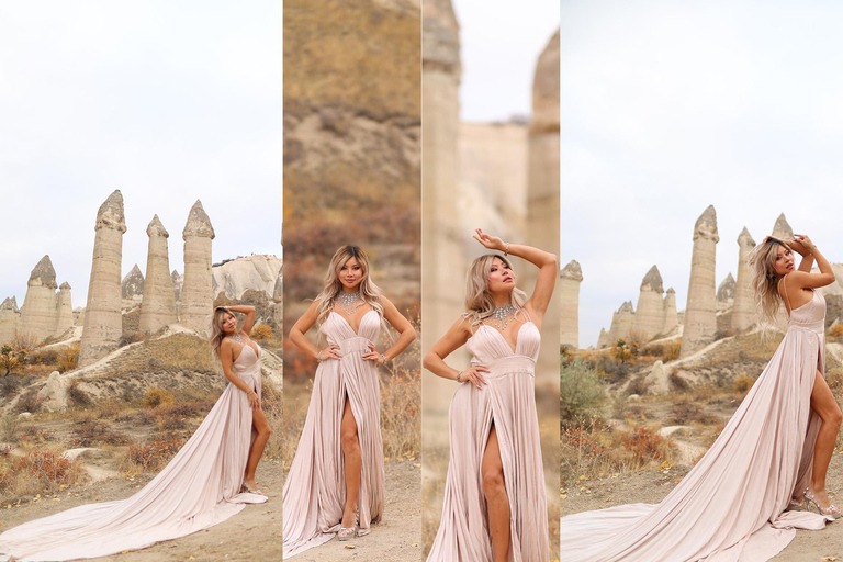 Cappadoce : Séance de photos au lever du soleil avec des robes volantes