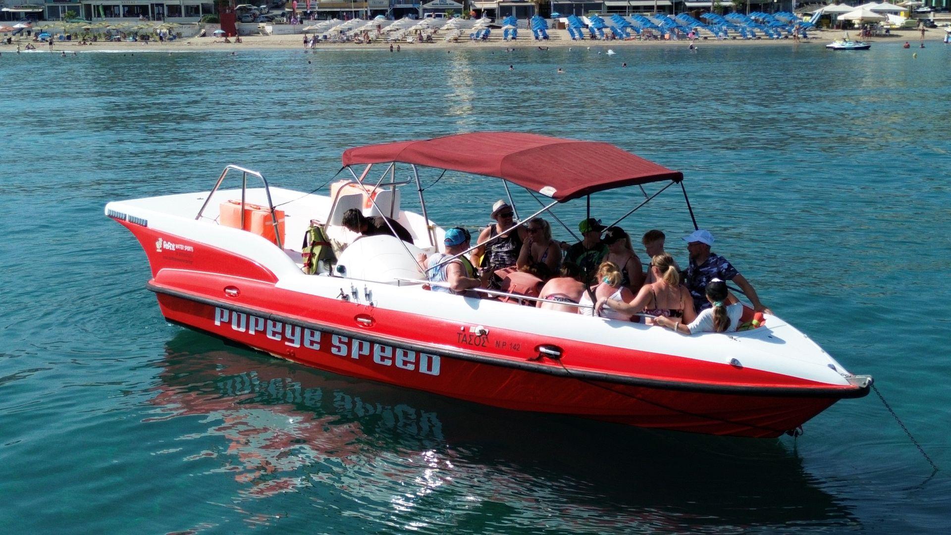 Rethymno: Schnellboot-Tour mit Schwimmen und Schnorcheln