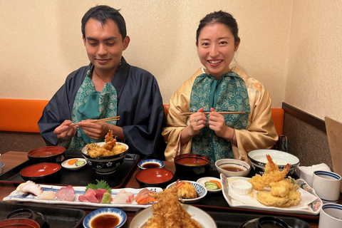 Kimono och japansk mat på Asakusa Night