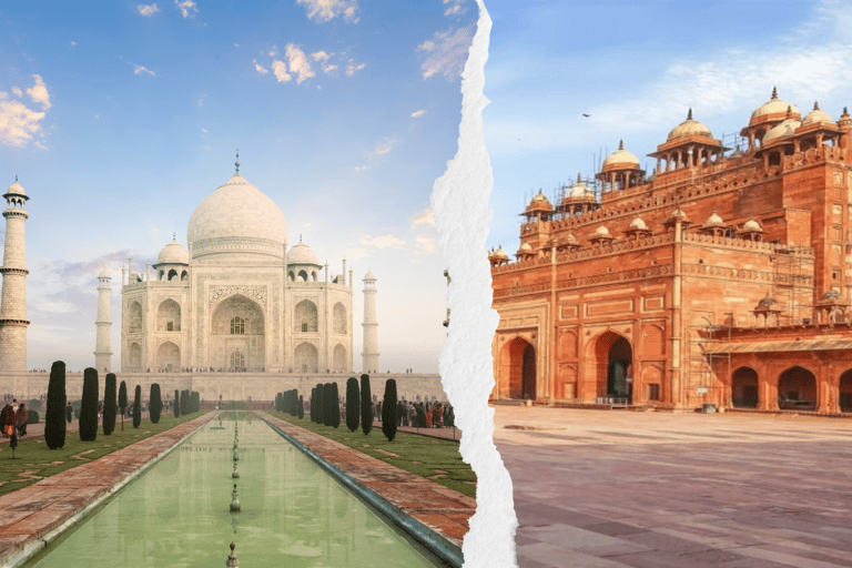 Au départ de Delhi : excursion d&#039;une journée au Taj Mahal, au fort d&#039;Agra et à Fatehpur SikriVoiture Ac + Guide + Entrée des monuments + Déjeuner en 5 étoiles