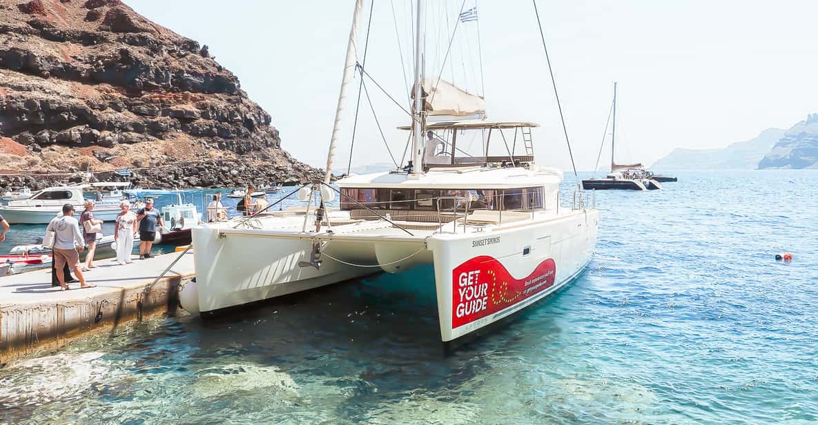 Santorini: Luxury Small Group Catamaran w/ Meal & Open Bar