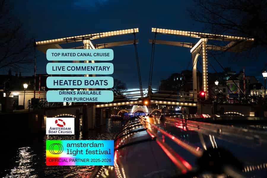 Luxuriöse Amsterdam Light Festival Kreuzfahrt – Kapitän, Getränke. Foto: GetYourGuide Luxuriöse Amsterdam Light Festival Kreuzfahrt – Kapitän, Getränke. Foto: GetYourGuide