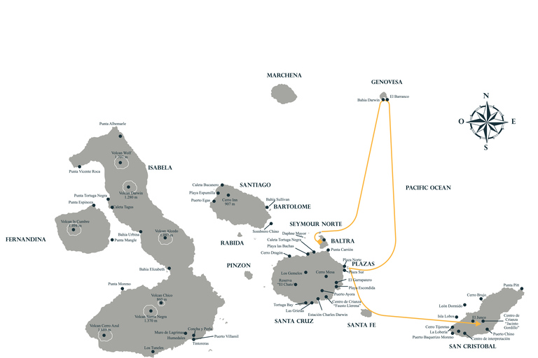 Galápagos Seaman Journey Itinerário A 4D - 3N (2024)Cabine dupla standard -Alojamento individual (13 de dezembro - 16 de dezembro)