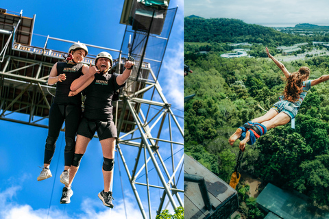 Combinatie bungy jump en gigantische schommel