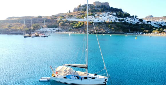 Private sailing trip to Afandou cave and Anthony Quinn Bay.