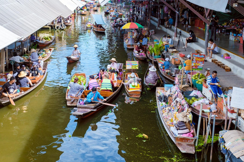 Damnoen : Train Market,Canal Life & Suspension Bridge Scenic