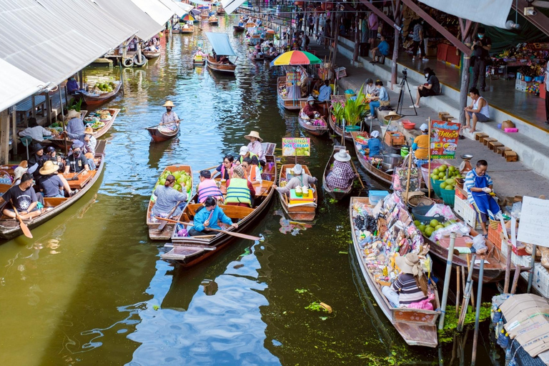 Damnoen : Train Market,Canal Life & Suspension Bridge Scenic