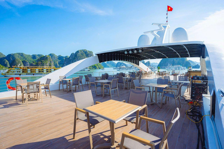 Leona 5 stars cruise explores Ha Long Bay extremely safely Leona 5 stars cruise explores Ha Long Bay:Pick up from Hanoi