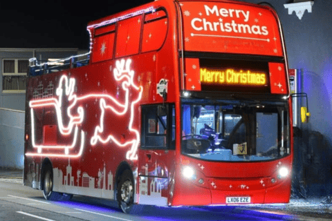 Londres : visite en bus à toit ouvert des lumières de Noël du traîneau du Père NoëlPont supérieur ouvert