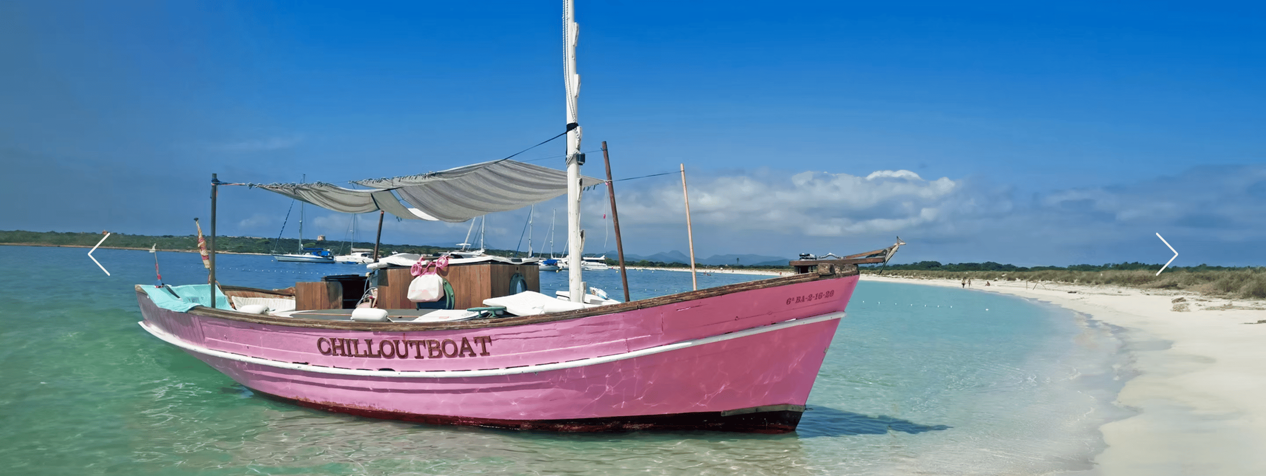 Tour Formentera: s'Espalmador und Illetes. Boot 9 m. Kapazität 12 Personen.