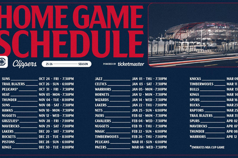 Los Angeles: Clippers NBA Basketball Game Ticket Tier 1 - Terrace Level Upper Bowl Baseline Seating