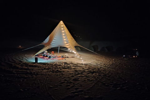 Huacachina: Overnight Camping with Sandboarding/Sandsky, Bar, BBQ, and Campfire