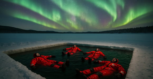 Rovaniemi: Ice Floating Experience with Northern lights