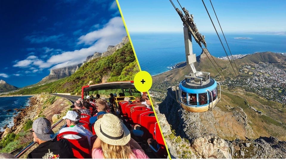 The rotating cable car cabin rising above the city towards the upper station