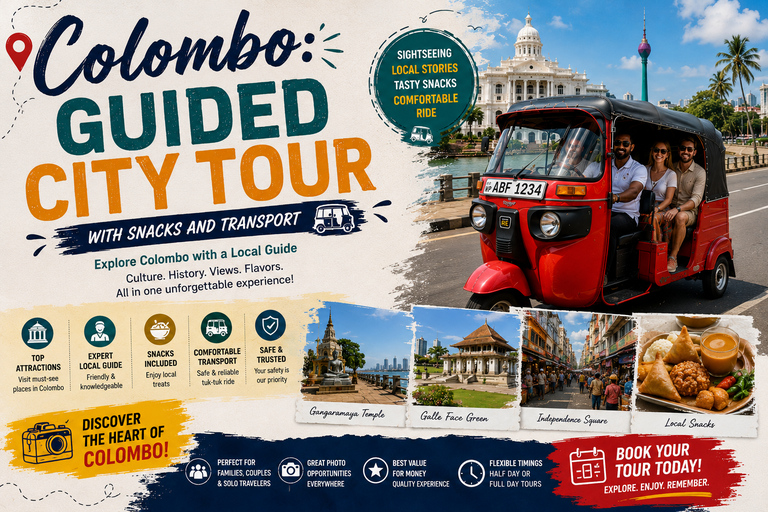 Colombo: Guided City Tuk Tuk Tour with Snacks and Transport