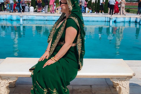 From Delhi: Sunrise Taj Mahal & Agra Fort Day Trip by AC Car Tour Guide Services Only