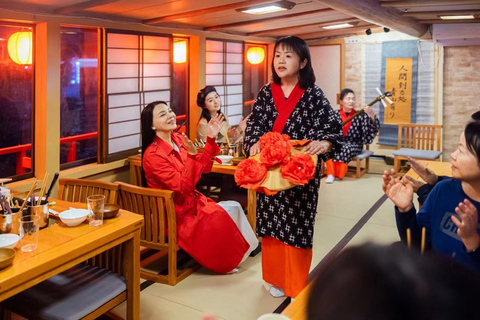 Tokyo Limited-Date Cherry Blossom Route Cruise & Show & Meal Sakura Exclusive: 90-Min Night Cruise & Show & Sukiyaki