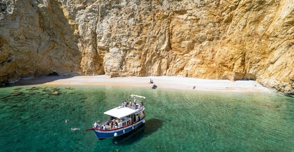 Krk: Kleingruppen-Bootstour + Goldener Strand & Insel Plavnik