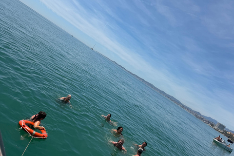 Benalmádena Catamaran Sightseeing Tour: Tapas Food Tasting, Drinks, Swimming & Dolphins Benalmádena Catamaran Tour: Tapas Tasting, Drinks, Swimming, and Dolphins