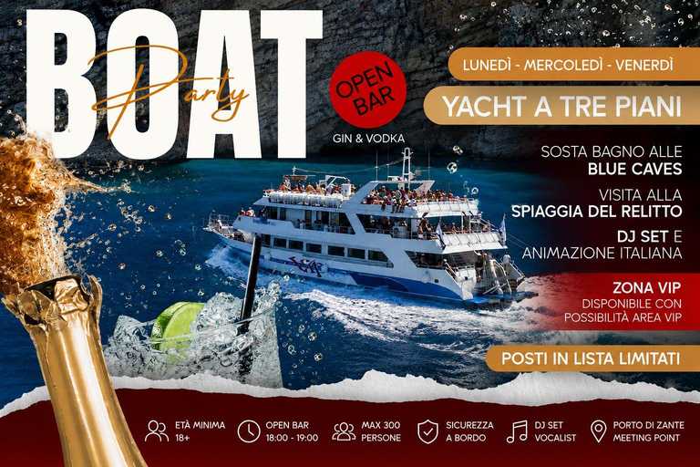 Zakynthos: Sunset Boat Party with Open Bar and DJ