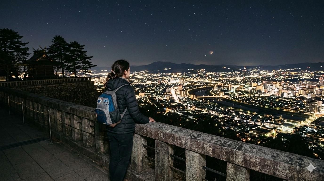 Foto-Tour in Sendai am Abend: Blick auf die Burg & nächtliche Lichter der Stadt