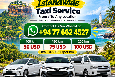 Sri Lanka Most Affordable Taxi Service – USD 0.5 per km Sri Lanka: Most Affordable Taxi Service – USD 0.5 per km