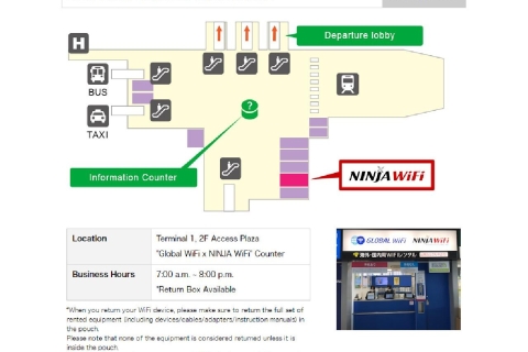 Japón: El WiFi de bolsillo 4G se recogerá en el aeropuerto Chubu Centrair5 días en el aeropuerto Chubu Centrair
