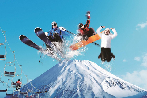 From Tokyo: Mt. Fuji Skiing And Onsen Experience 1-Day Tour Package B:Entry fee+ Ski Lift + Skis + Ski Poles + Ski Boots
