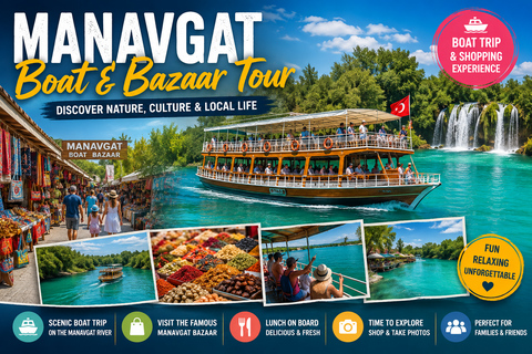Manavgat: Riverboat Tour Waterfall, Bazaar and River Cruise Riverboat Tour Waterfall, Bazaar and Hotel Pick-up