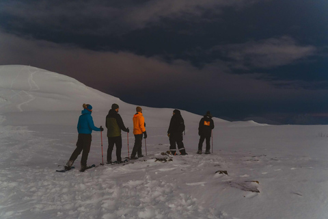 Au départ de Tromsø : Randonnée en raquettes et téléphérique de Fjellheisen en soiréeDepuis Tromsø : Randonnée nocturne en raquettes à Fjellheisen avec goûter