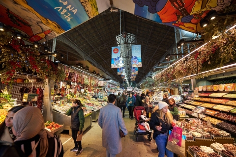 Barcelona: Paella-les met tapas, sangria en marktbezoekBarcelona: markttour La Boquería en kookcursus Paella