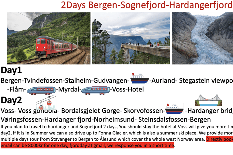 3days Bergen-nærøyfjord-Hardanger-Preikstolen(or trolltunga)