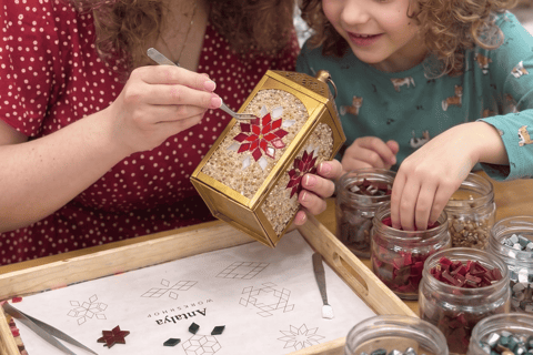 Marrakech: Original Moroccan Mosaic Lamp Workshop & Snacks Start Pickup with Tuk Tuk – Mosaic Lamp Workshop