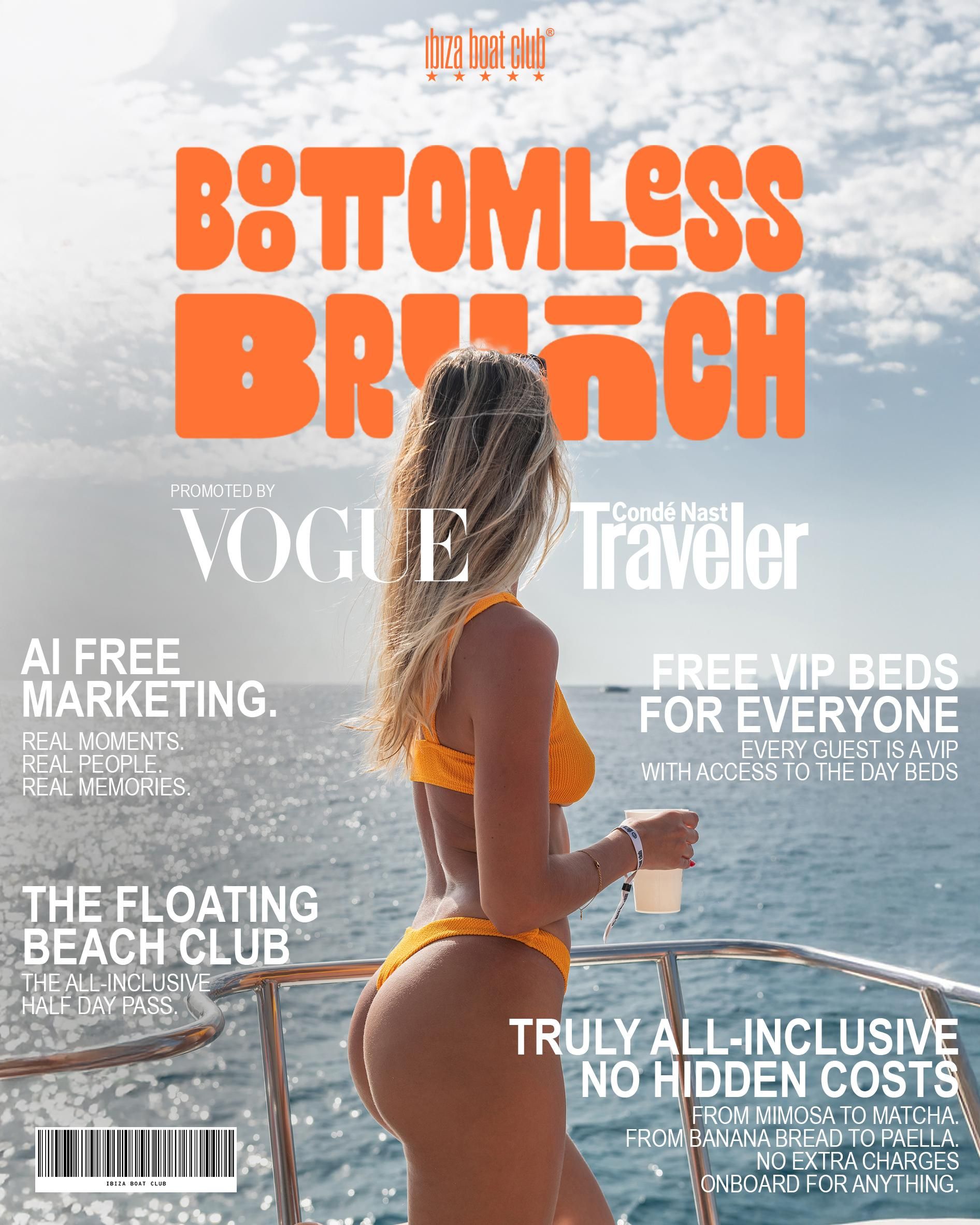 Ibiza: Halbtägiger Pass im Ibiza Boat Club mit Brunch & Drinks