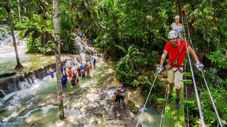 Ocho Rio: Dunns River Falls, Rafting, Horses & Ziplines Tour | GetYourGuide