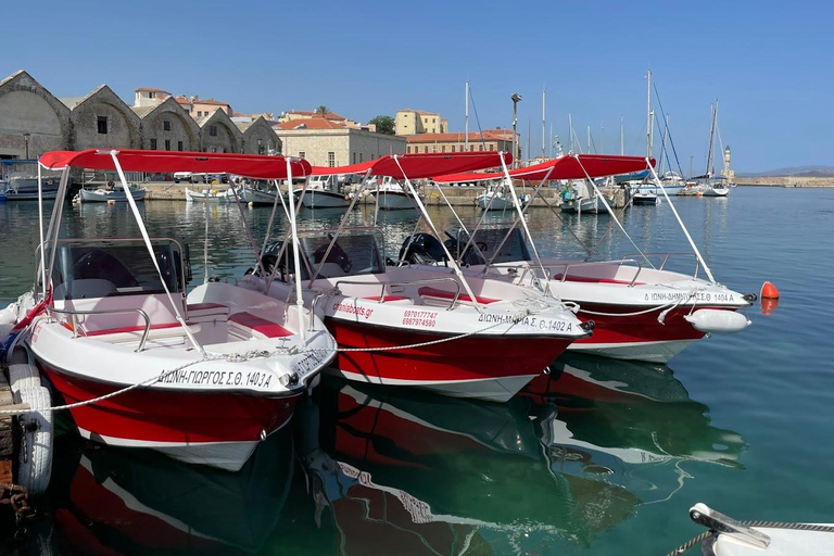 Chania: Selbstfahrender Bootsverleih vom Alten HafenChania: Boot zum Selberfahren mieten im alten Hafen