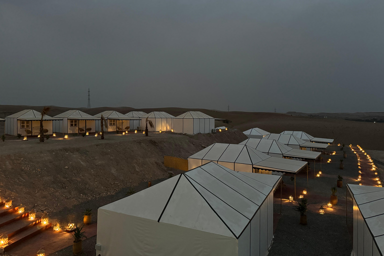 Marrakech: Overnight in Agafay Desert with Dinner & Campfire From Marrakech: Agafay Overnight with Dinner, Fire & Music