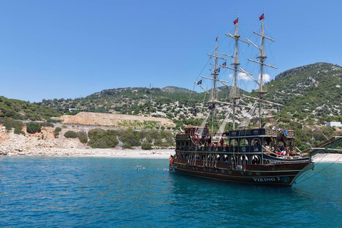 Alanya: Pirate Ship Cruise with Daytime or Sunset Option Sunset Pirate Ship Cruise with Dinner & Soft Drinks