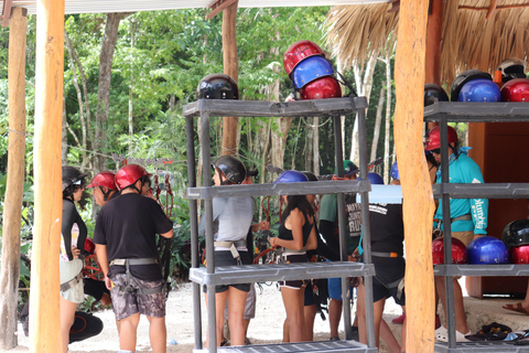 De Cancún: Passeio de quadriciclo, tirolesa e cenote com transporte