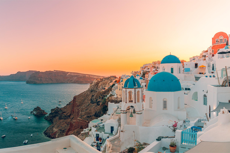 Santorini: Excursie aan wal met gids en boot transfer