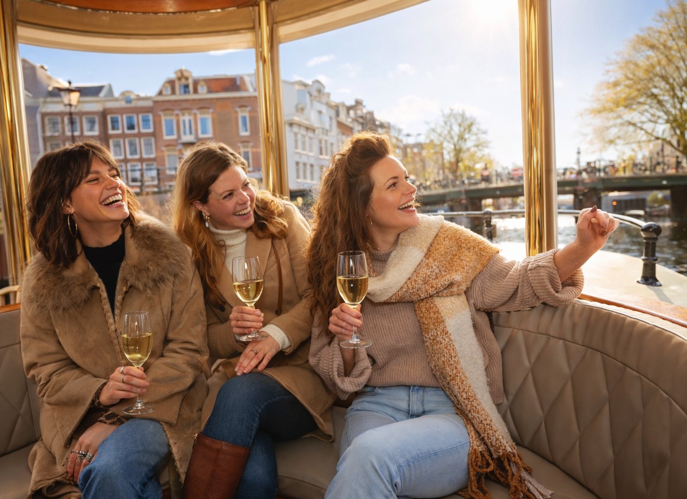 Amsterdam: Bådtur i salonbåd med ost og vin som tilvalg