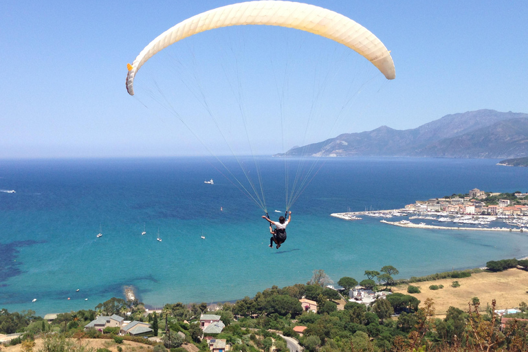 First time / Tandem paragliding flight in Saint Florent Paragliding tandem flight in Saint Florent