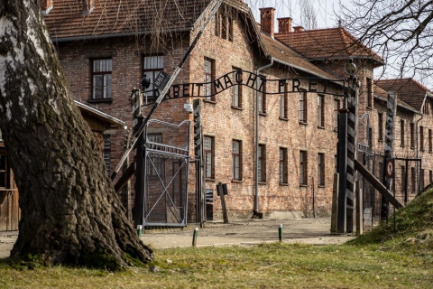 Vanuit Krakau: dagtocht met gids Auschwitz-BirkenauTour in het Duits vanaf een trefpunt met lunch