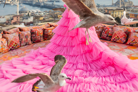 Rooftop Flying Dress Photoshoot in Istanbul