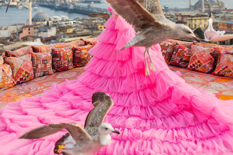 Rooftop Flying Dress Photoshoot in Istanbul