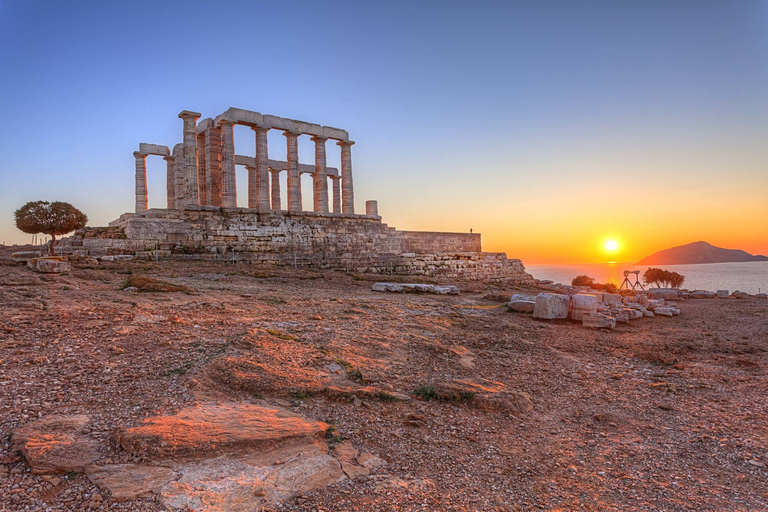 Cape Sounion Tour & Temple of Poseidon Sunset & Audio Tour Cape Sounion Mercedes Vito & Free Audio Tour (7 pers)