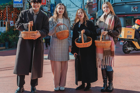 Séoul : cours de cuisine coréenne avec courses dans une épicerie locale