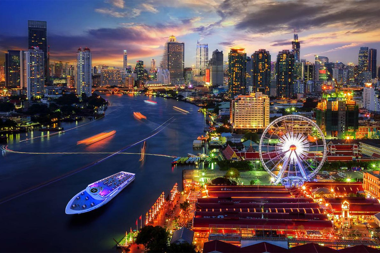 Bangkok : Dîner-croisière de luxe en blanc avec spectacle